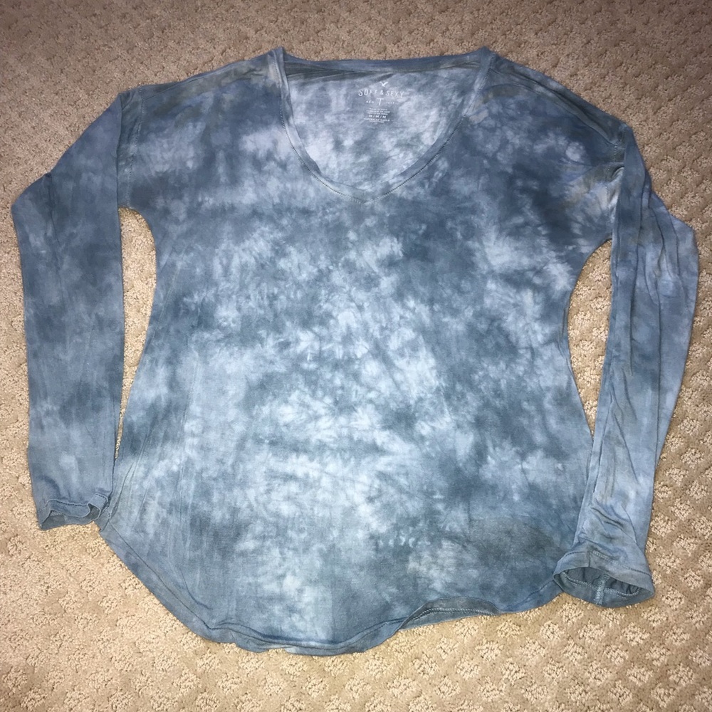 blue ish green tie die long sleeve